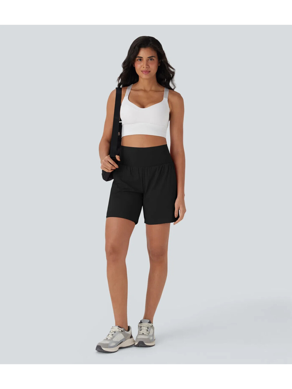 Halara SoftlyZero 2 in 1 Yoga Shorts Womens L Black High Waist Pocket Athleisure